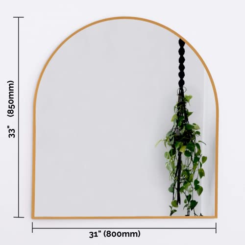 Gold Arched Mirror 33" X 31" Inches Gold Arch Wall Mirror Perfect for Brass Mirror