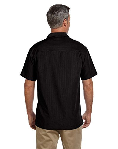Harriton M560 Men's Barbados Textured Camp Shirt X-Large Black
