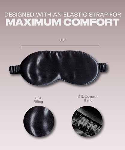 Silk Sleep Mask Weighted Eye Covers Color Midnight Blue &amp Nude Champagne