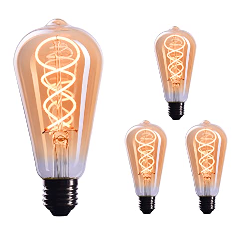 CROWN LED 3X Edison Light Bulb E26 Base Dimmable Incandescent Bulbs, 110V-130V, 40 Watt Equivalent, EL17 Decorative Light Bulb | 2200 K Warm White Vintage Light Bulbs for Antique Filament Lamps