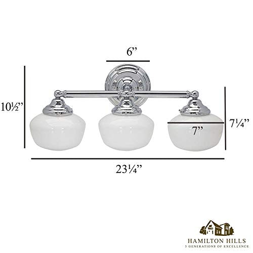 Hamilton Hills Triple Rounded Glass Vanity Bathroom Lights Classic Design