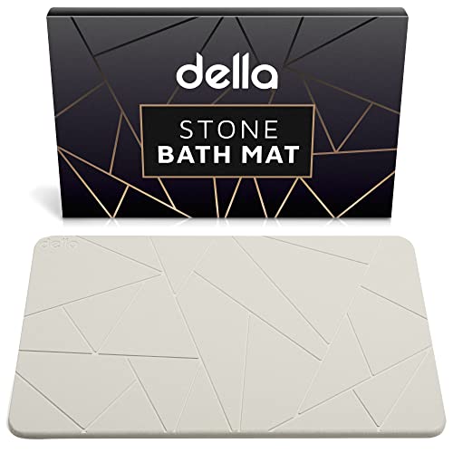 Della Premium Stone Bath Mat Absorbent Diatomaceous Shower Mat Classic Gray