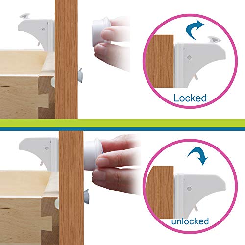 Enovoe Magnetic Cabinet Locks 12 Locks 2 Keys Child Safety No Drill Tools Needed