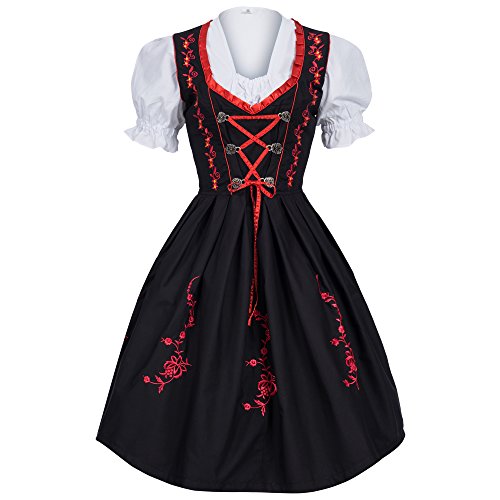 Gaudi-leathers Women's Set-3 Dirndl Pieces Embroidery 40 Red/Black