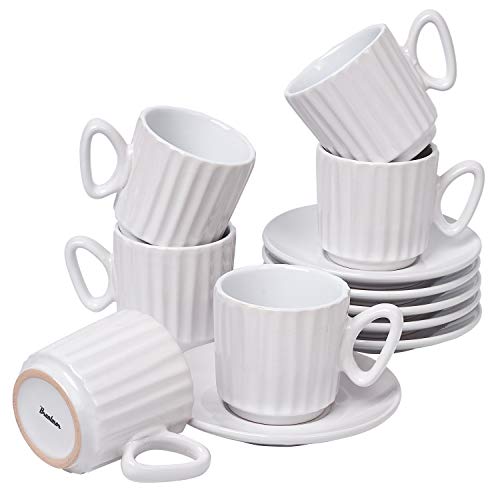 Bruntmor Christmas Gift Choice: Espresso Cups And Saucers Set Of 6