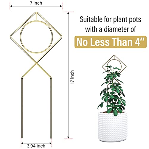 Gold Metal Trellis Pack of 2 for Potted Plants 17 X 7