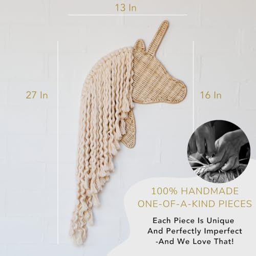 BEBE BASK Unicorn Bow Holder Handmade Rattan Macrame Bow Organizer Bow Holder