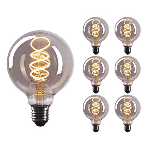 Crown Led 6 X Edison Light Bulb E26 Filament Lamps in Smoky Glass Look