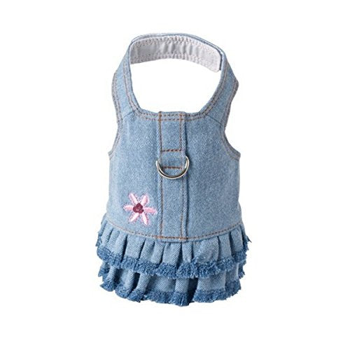 Blue Jean Denim Flower Dress Harness by Doggles : See description for size