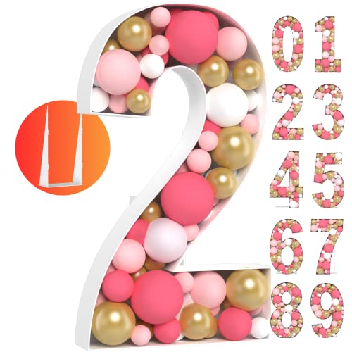 3FT Large Marquee Numbers - Easy to Assemble Number 2 Balloon Frame - Mosaic Numbers For Balloons - Ideal Big Numbers For Party Decorations