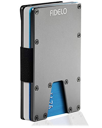 Fidelo Minimalist Wallet for Men Slim Blocking Wallet Credit Card Holder Grey