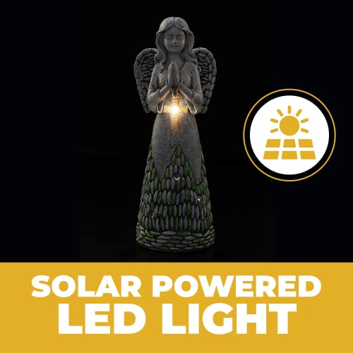 VP Home Solar Powered LED Outdoor Decor Garden Light  Praying Angel with Cross