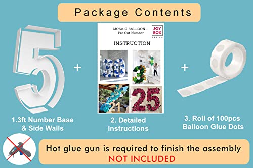3FT Mosaic Balloon Frame Number 5 Marquee Light Up Numbers Pre-Cut Kit Thick Foam Board for Birthday Decoration