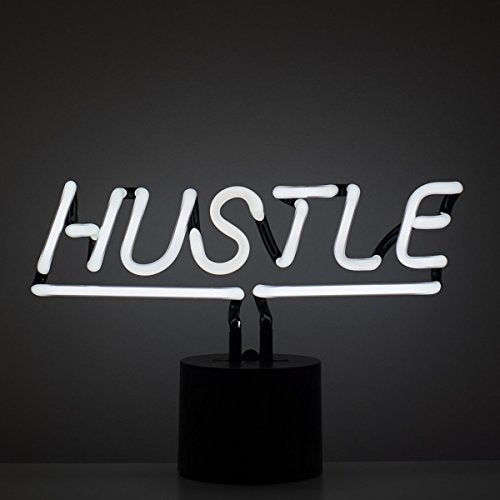 Amped Co Hustle Neon Sign 12x8 White Led Desk Table Light