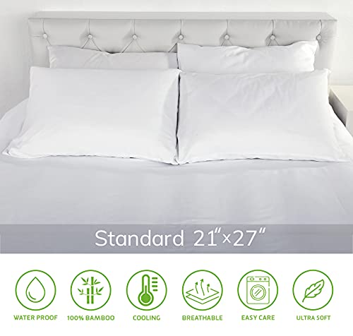 2 Pack Pillow Protectors with Zipper Standard Size Triple Layer 100% Bamboo Super Soft