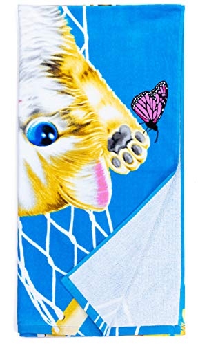 Dawhud Direct Butterflies and Kitten Beach Towel 30 x 60