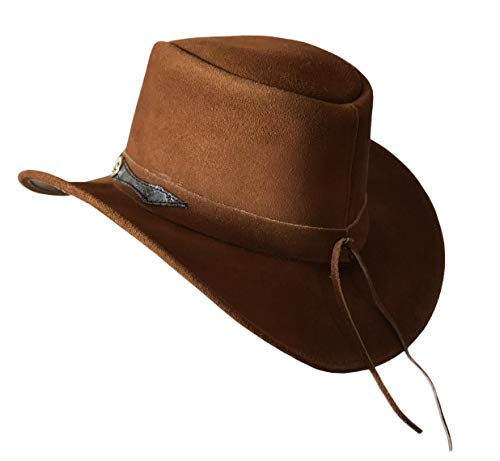 BRANDSLOCK Tan Leather Cowboy Hat Lightweight Handcrafted