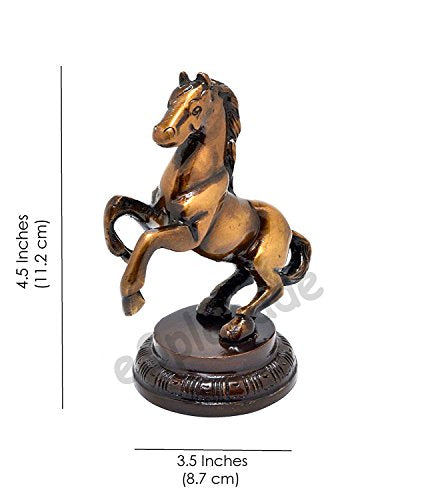 eSplanade Brass Standing Horse Rearing Horse Showpiece Centre Piece Figurine Sculpture - Decorative Items - Home Decor - Golden - 4.5" Inches