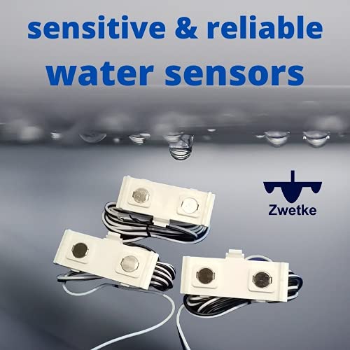 Zwetke Water Leak Detector Sensors (3-Pack) with 5 ft Cords - DIY Add-on or Replacement sensors to Water Leak Alarm Systems