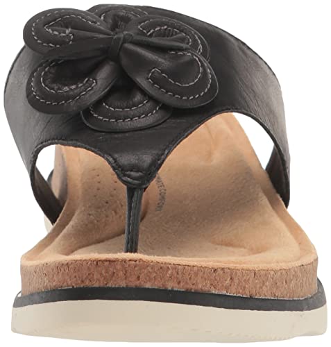 Clarks womens Brynn Style Flat Sandal, Black Leather, 5 US
