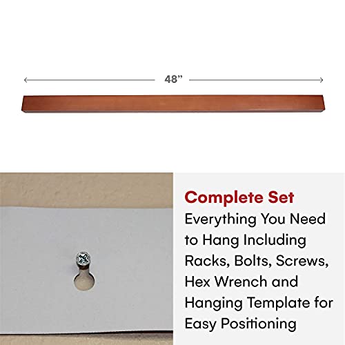 Precision Quilting Tools Quilt Hanger Rack, Knob-Less Modern Wooden Design  for Wall Hanging to Clamp Quilts, Rugs, Tapestry (Dark Stained Wood 48”