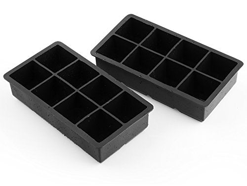 Samuelworld Ice Cube Tray, Large, Pack of 2 - Flexible 8 Cavity Silicone Ice Cube Maker Black