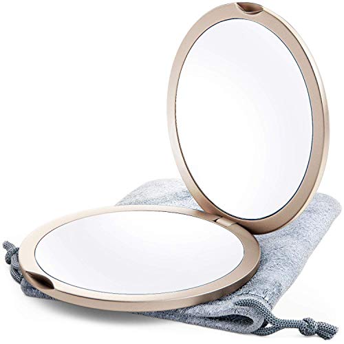 Magnifying Compact Mirror for Purses Distortion Mirrors Champagne Gold