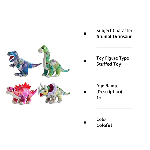Build Me Plush Dinosaur Stuffed Animal Set of 4 Soft Dinosaurs 12 Inch Includes