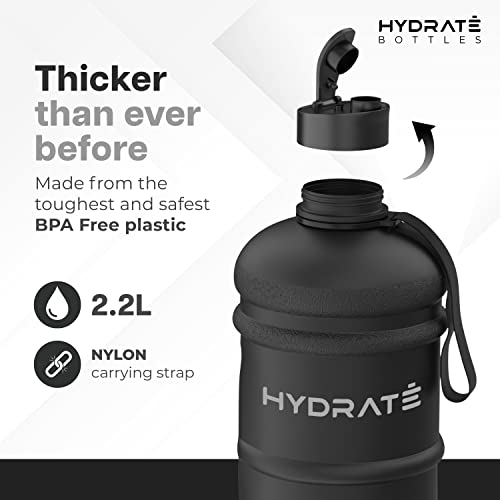HYDRATE Water Bottle 1 Gallon XXL Jug BPA Free & Leakproof with Flip Cap
