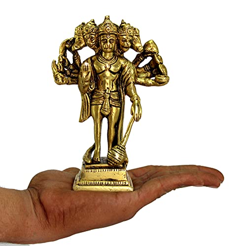 Esplanade Brass Panchmukhi Hanuman Anjaneya Pavan Statue 6.5 Inch