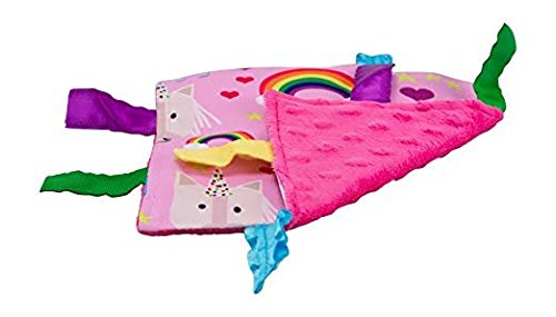 Pink Unicorns Rainbow Baby Paper Sensory Crinkle Me & Teething Square 8 X 8 Inch (Unicorn & Rainbow)