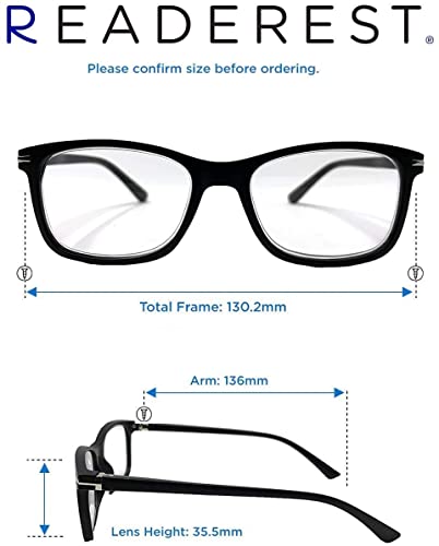 Readerest Blue Light Blocking Reading Glasses Black 350 Magnification
