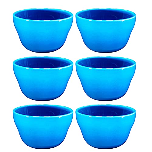 Bruntmor 8 oz Porcelain Bowls Set of 6 - for Ice Cream, Dessert, Soup, Small Side Dishes, Salad, Cereal, Rice, Microwave, Dishwasher and Oven Safe, Blue