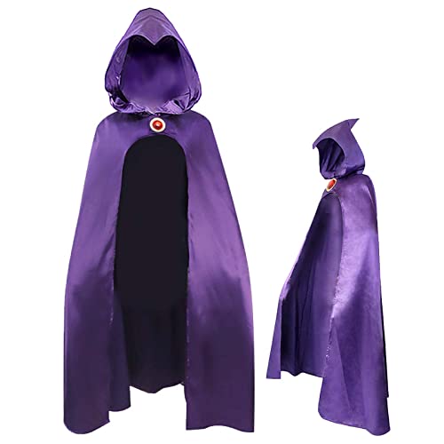 Raven Cosplay Cloak Deluxe Hooded Cloak Purple Halloween Women Large