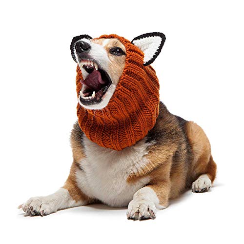Zoo Snoods Fox Costume for Dogs - Warm No Flap Ear Wrap Hood for Pets, Dog Outfit with Ears for Winters, Halloween