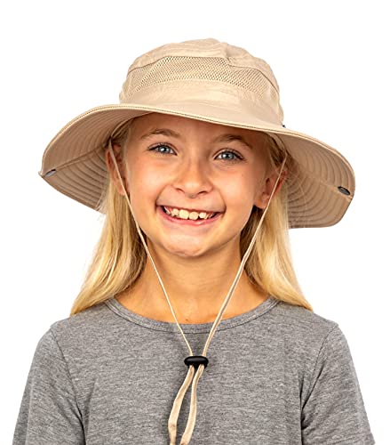 GearTOP UPF 50+ Kids Sun hat to Protect Against UV Sun Rays - Kids Bucket Hat and Sun Hats for Kids Camping Fishing Safari Beige