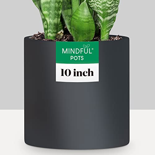 MINDFUL POTS Planter Pot 10 Inch Large Matte Black