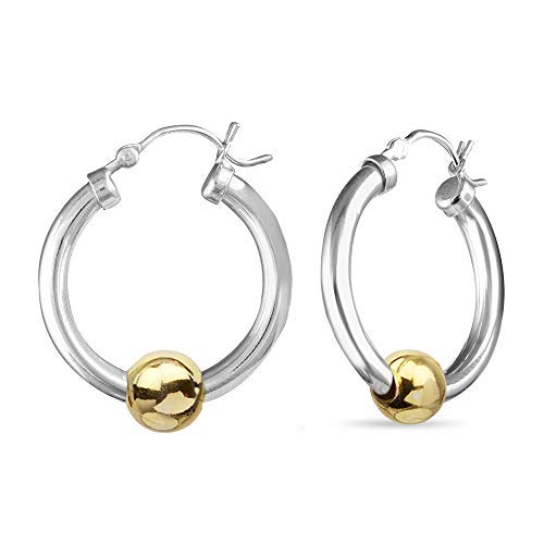 Lecalla 925 Sterling Silver 14k Gold Plated Top Hoop Earrings for Women