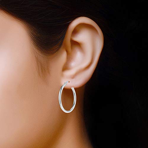 Charmsy 925 Sterling Silver Hoop Earrings for Women 30mm