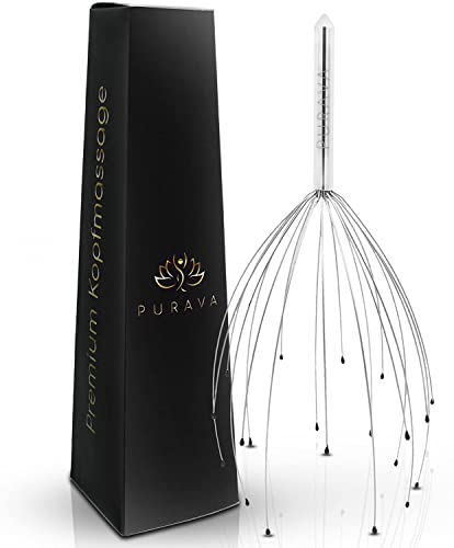 PURAVA Head Massager 20 Fingers for Relaxation Scalp Stimulation Ideal Gift