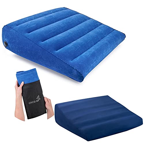 Circa Air Inflatable Bed Wedge Pillow for Sleeping - Plus Pillow Case. Sleep Better with Incline Pillow Wedges for Acid Reflux, GERD, Travel Wedge Pillow for Leg Elevation, Knee and Back Support