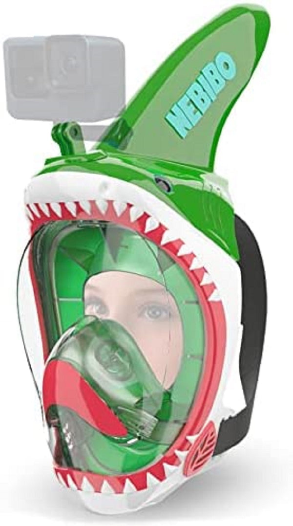 NEBIBO Kids Snorkel Mask Full Face Set Green