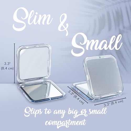 Small Compact 15x Magnifying Mirror for Travel Square 3.3 X 3.3