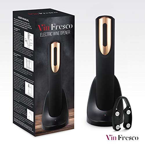 Vin Fresco Rechargeable Electric Wine Opener with Charging Base and Foil Cutter