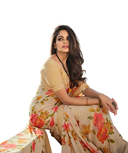Rihana Fashion Indian Women's Printed Saree Unstitched Blouse Piece A 54