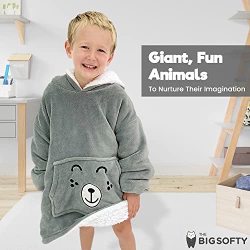 Wearable Blanket Kids 3 to 10yr Fun Animal Kids Hoodie Blanket Grey