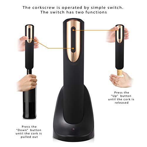 Vin Fresco Electric Wine Opener with Charging Base & Foil Cutter - Automatic Wine Bottle Opener - Electric Corkscrew Wine Opener - Electric Wine Bottle Opener Rechargeable Wine Gift for Wine Lovers