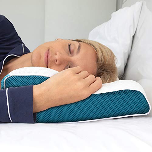 Contoured Orthopedic Memory Foam Pillow for Neck and Shoulder Pain Relief Support - Cool Blue Foam - Ergonomic, Cervical Pillows for Side, Back, Stomach Sleepers – Premium Bedding - Free Sleeping Mask