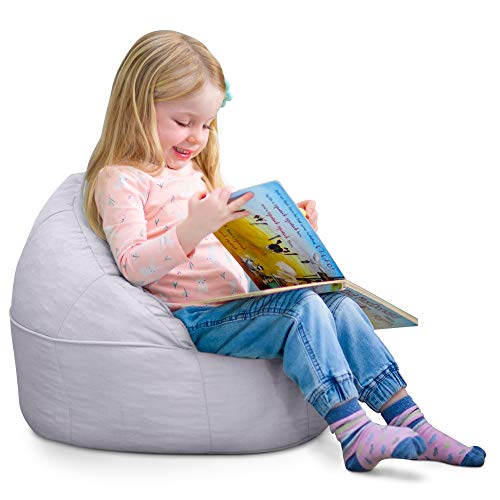 Premium Soft Canvas Kids Bean Bag Chair (Cover Only No Filling), Toddler Bean Bag Chair for Girls or Boys, Toddler Chair (Grey)