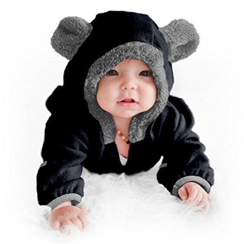 Fleece Baby Bunting Bodysuit – Infant One Piece Kids Hooded Romper Outerwear Toddler Jacket